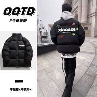 冬季棉服ins风潮牌印花面包服新款宽松学生加厚棉袄潮流男女棉衣
