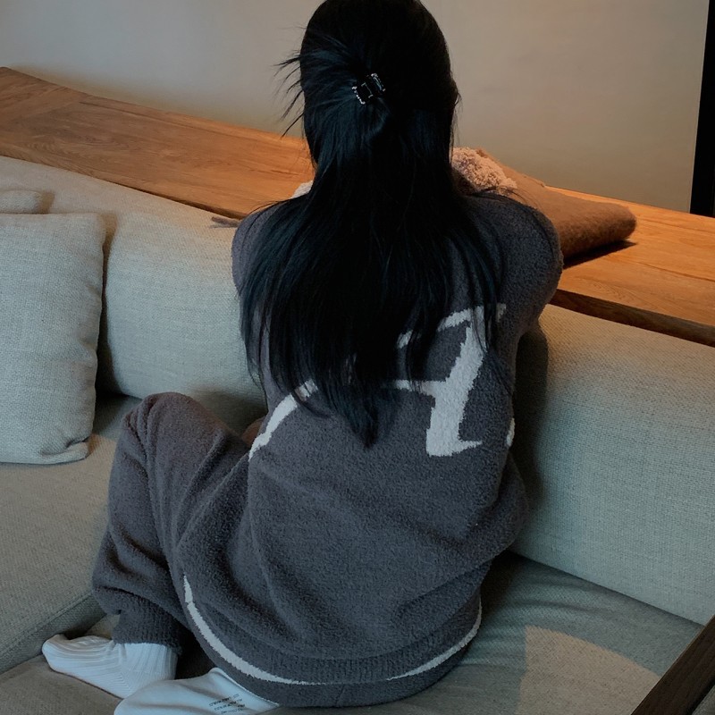 杜小宅暖宝宝家居服套装女款羽毛纱睡衣情侣冬季半边绒软绵绵冬天