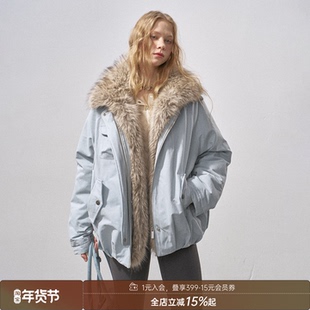 DIDDIMODA 花苞派克90白鸭绒毛毛领羽绒服女保暖外套冬季新款