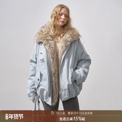 DIDDIMODA 花苞派克90白鸭绒毛毛领羽绒服女保暖外套冬季新款