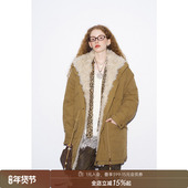 DIDDIMODA 冬季 宽松休闲百搭简约舒适长款 毛领派克服棉服女款