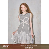 DIDDI 连衣裙宽松显高背心连衣裙温柔 MODA少女镂空蝴蝶结绣花无袖