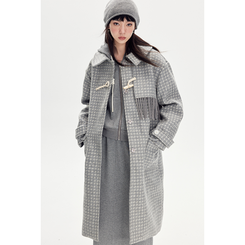 DIDDIMOFA牛角扣长款大衣