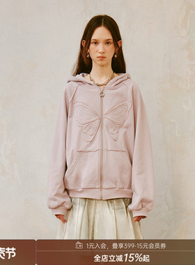 DIDDIMODA蕾丝蝴蝶结灰色连帽卫衣宽松长袖上衣蕾丝蝴蝶结卫衣