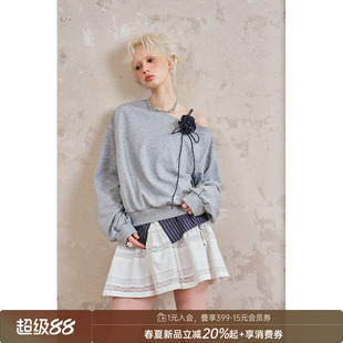 DIDDIMODA 斜肩卫衣/一字肩卫衣/牛仔裤