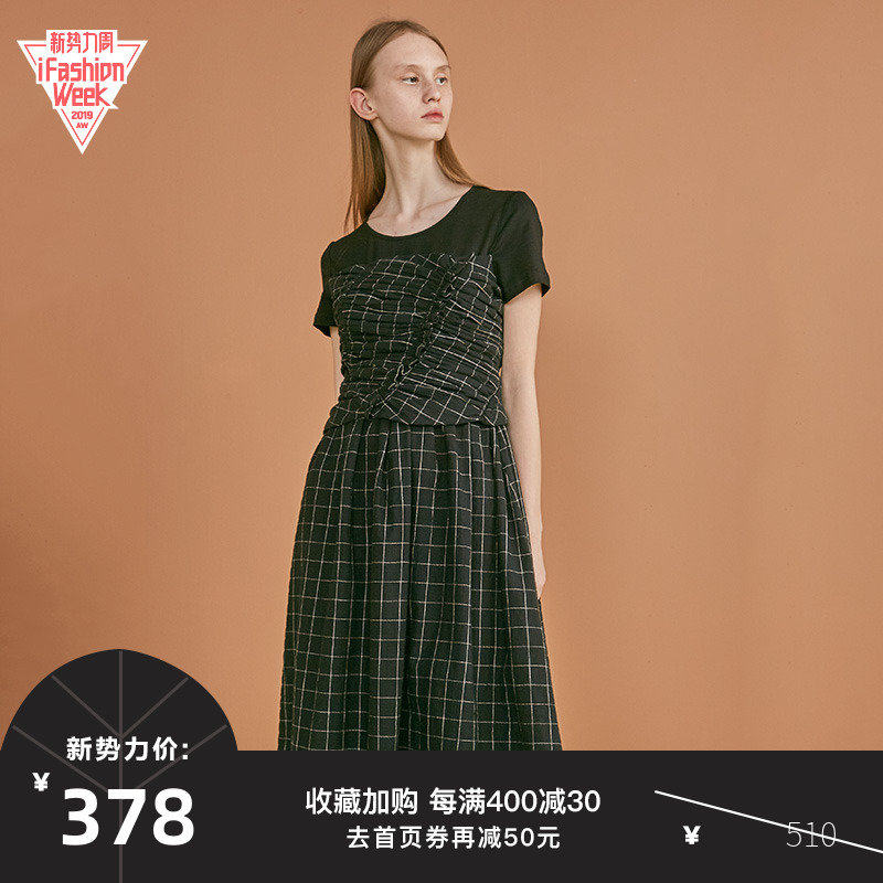 DIDDI原创 连衣裙束腰黑色格子文艺短袖纯棉2019新款夏独立设计在类目 女装/女士精品, 连衣裙中 - 来自Buy2taobao.com提供专业的淘宝代购服务