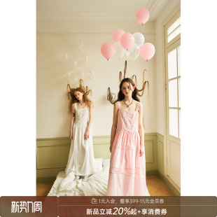 MODA拼接方领吊带连衣裙女宽松A摆高腰长裙 DIDDI 清仓特惠