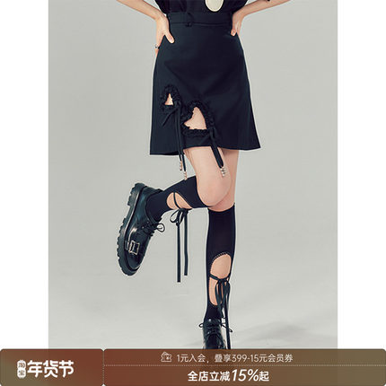 【清仓特惠】DIDDI镂空爱心花边小A版半身裙短款少女风短裙