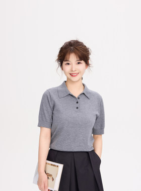 REST HEART 2025春夏新品 小翻领针织POLO短袖上衣女