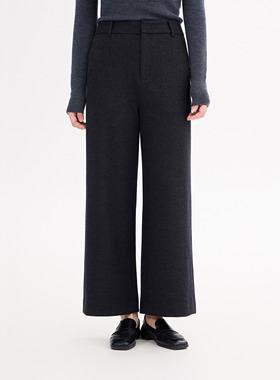 REST HEART 2025冬季新品 高腰羊毛九分直筒毛呢阔腿裤