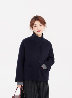 REST HEART 2025冬季新品 小立领短款双面羊毛大衣