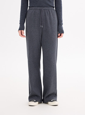 REST HEART 2025冬季新品 高腰松紧抽绳灰色阔腿裤