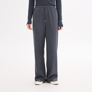 REST HEART 2025冬季新品 高腰松紧抽绳灰色阔腿裤