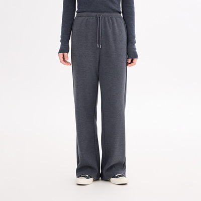 REST HEART 2025冬季新品 高腰松紧抽绳灰色阔腿裤