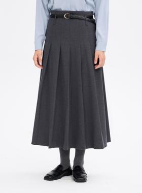 REST HEART 2024秋冬新品 高腰百褶长款半身裙