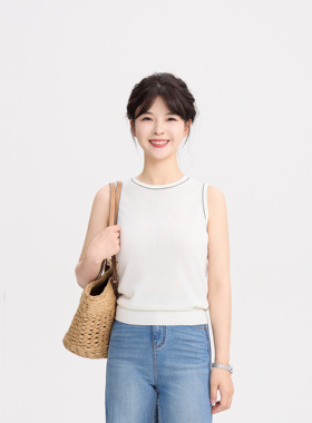 REST HEART 2025夏季新品 圆领羊毛针织混纺背心