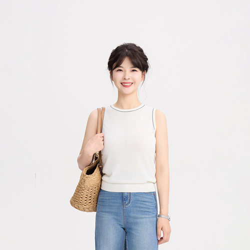 REST HEART 2025夏季新品 圆领羊毛针织混纺背心
