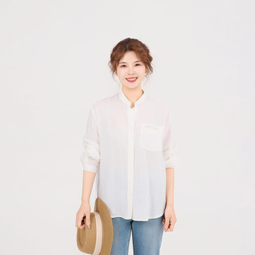 REST HEART 2026春季新品 圆领亚麻百搭衬衫