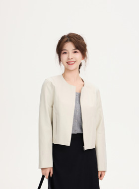 REST HEART 2025春季新品 圆领拉链小短款夹克上衣女