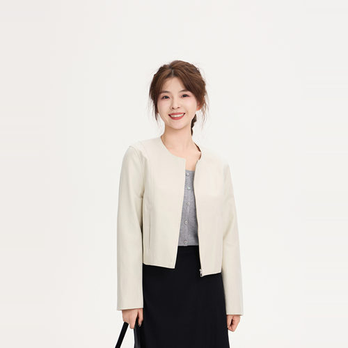 REST HEART 2025春季新品 圆领拉链小短款夹克上衣女