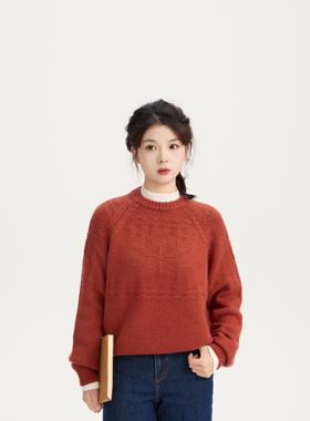 REST HEART 2024秋冬新品 圆领高克重雪花毛衣氛围感上衣女