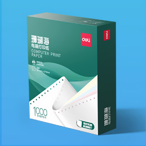 得力珊瑚海三联二等分针式打印纸