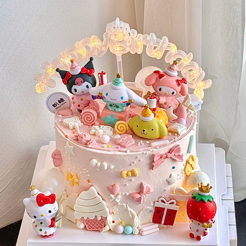 蛋糕装饰女孩生日摆件