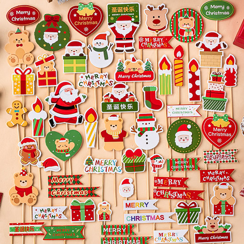 圣诞老人礼物雪人麋鹿装扮插卡