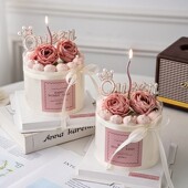 3.8女神节快乐粉色英文贴纸蛋糕装 扮 饰珍珠queen插件女王节唯美装