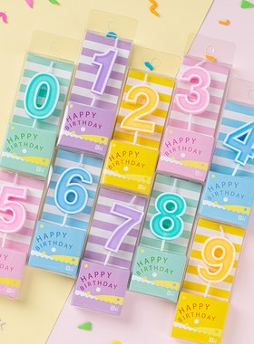 数字蜡烛糖果彩色生日烘焙蛋糕