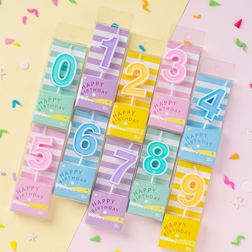 数字蜡烛糖果彩色生日烘焙蛋糕