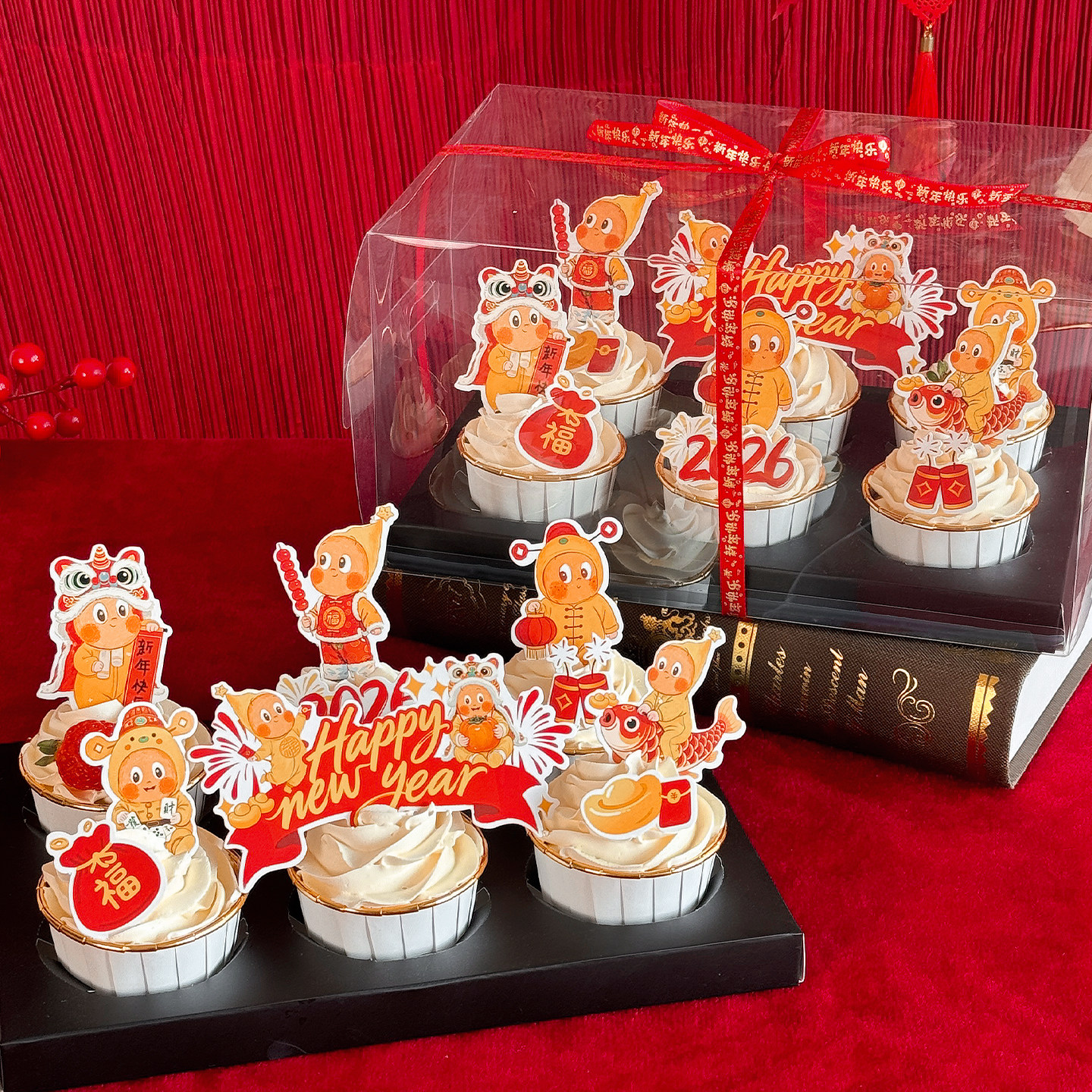 网红卡通星星人纸杯蛋糕装饰插牌新年快乐跨年派对甜品打包盒装扮,节庆用品/礼品,节日装扮用品,淘宝优惠券,粉丝福利购,淘宝优惠卷