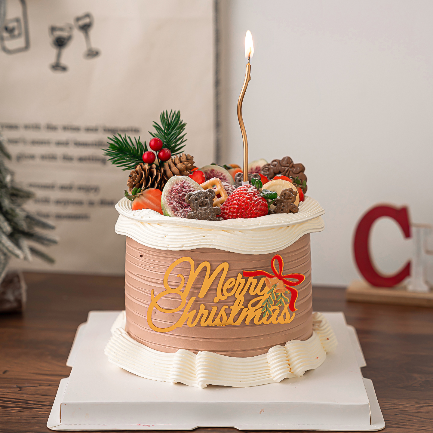 圣诞节快乐铃铛亚克力蛋糕装饰