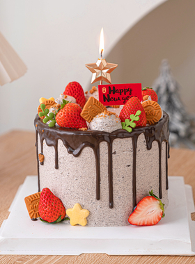 Happy new year新年蛋糕装饰小旗插件春节元旦五角星蜡烛烘焙装扮