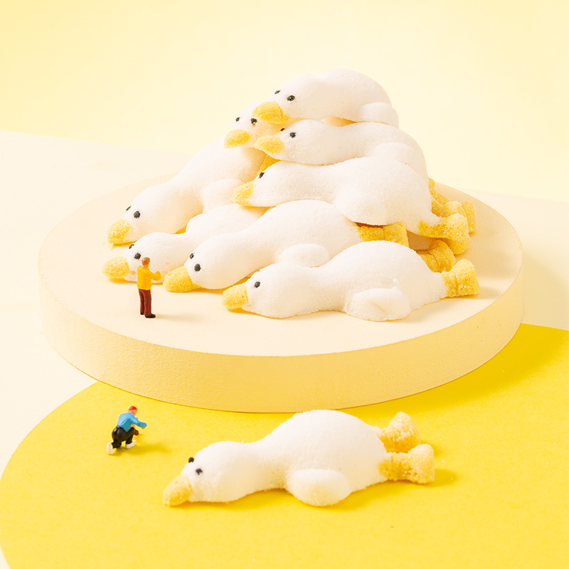 躺平鸭棉花糖3D动物造型软糖
