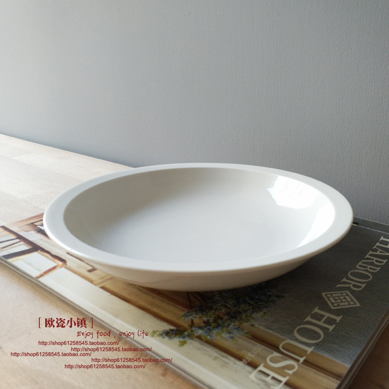 【外贸余单】小平边深圆盘菜盘饭盘意面盘米白色陶瓷盘子家用餐具,餐饮具,盘,淘宝优惠券,粉丝福利购,淘宝优惠卷