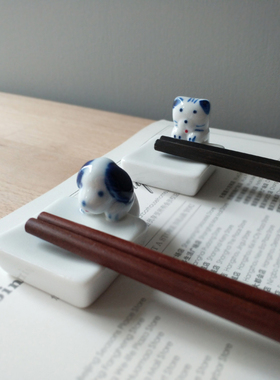 【外贸余单】桌面摆件筷子托架小猫小狗首饰托盘高温陶瓷装饰礼品