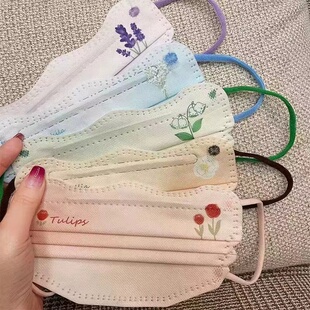 郁金花腮红口罩赵露思同款 显脸小V型美颜网红女高颜值护眼角防晒