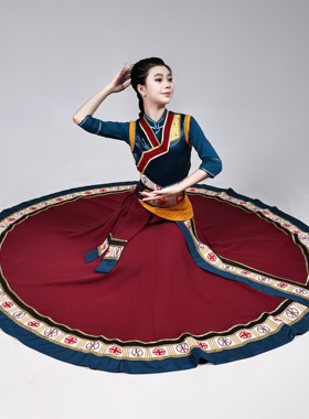 藏族大摆裙红色半身裙艺考剧目演出表演《牧民心歌》同款女子独舞