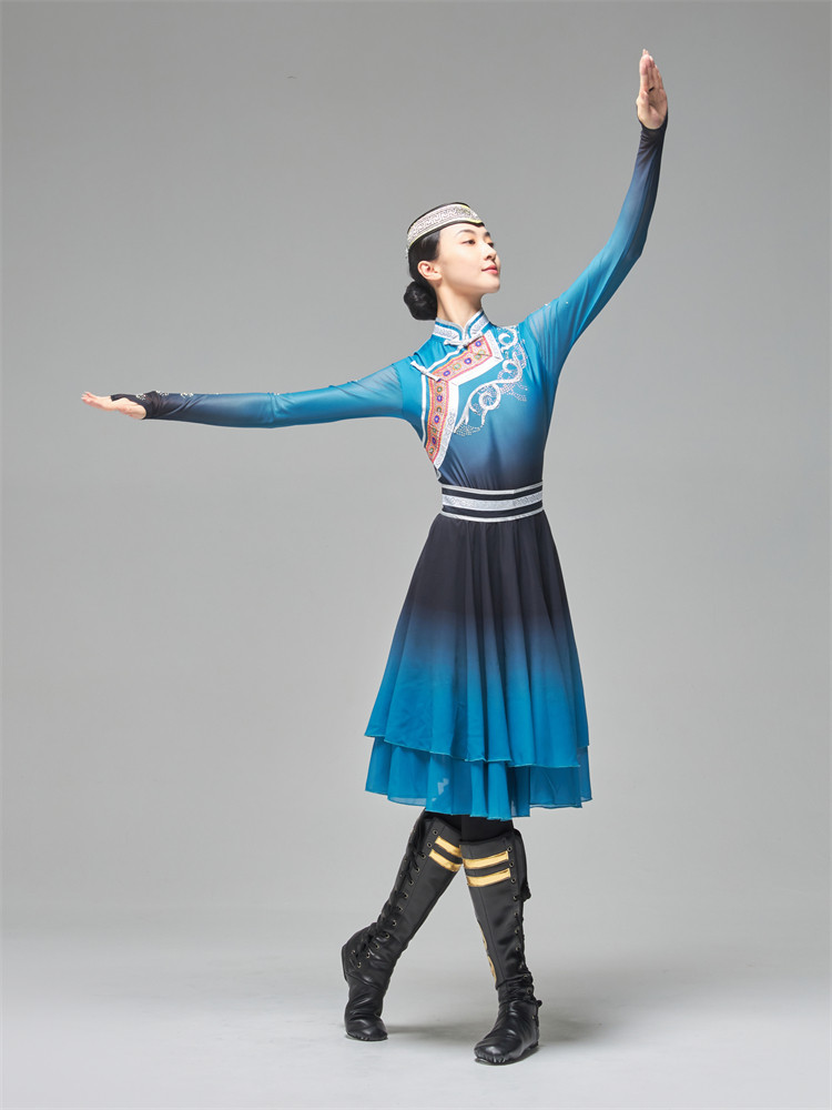 蒙古大摆裙舞蹈演出服女学生艺考表演练习少数民族服装成人练功服