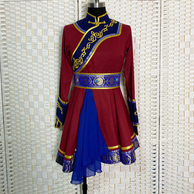 蒙古舞蹈演出服女成人考级练习艺考蒙族舞台表演练功少数民族服装