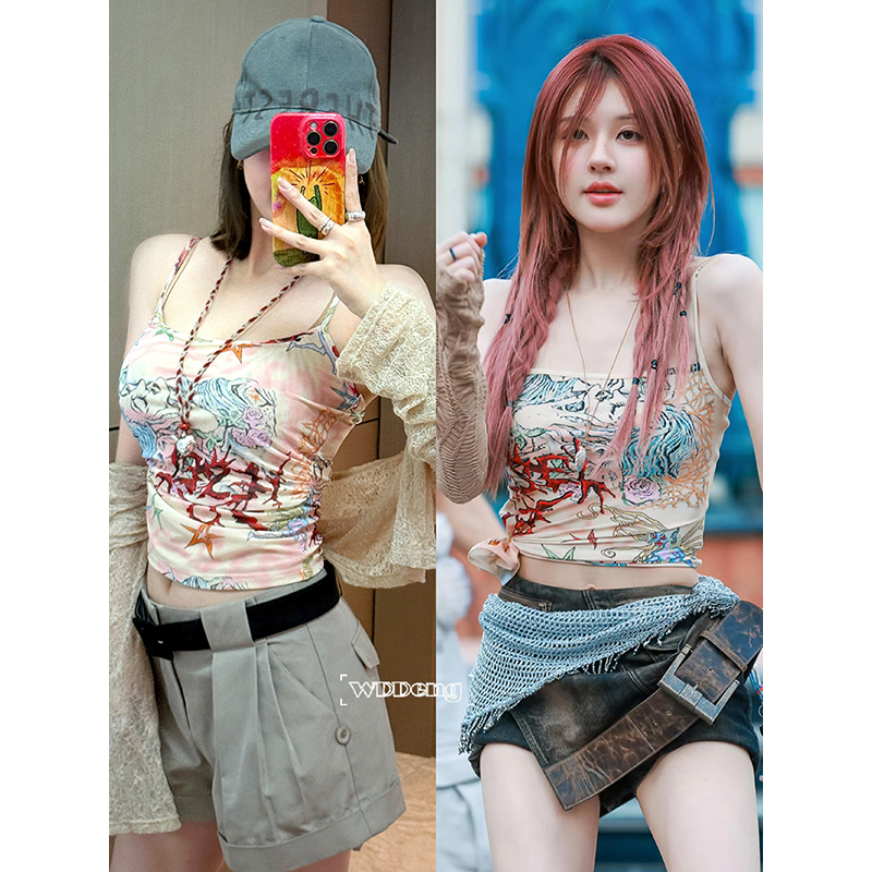 网纱面料长袖外衫吊带背心套装