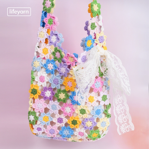 lifeyarn新品可可牛奶棉DIY手工编织钩针繁花似锦材料包包包四股