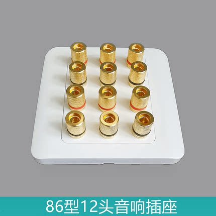 86型合金十二孔六位音响接6只音频喇叭12头音箱插口插座面板