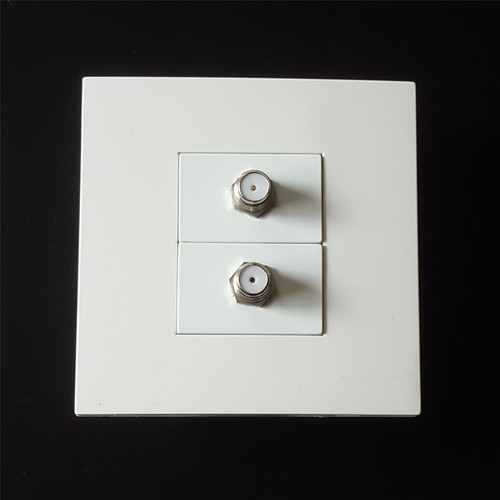 86型二位电视插座2位F头卫星宽频有线数字电视插座面板双英制F头