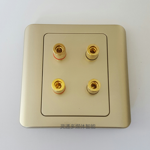 86型金色4头音箱面板香蕉头2组音箱接线柱四孔音响接二个音响喇叭