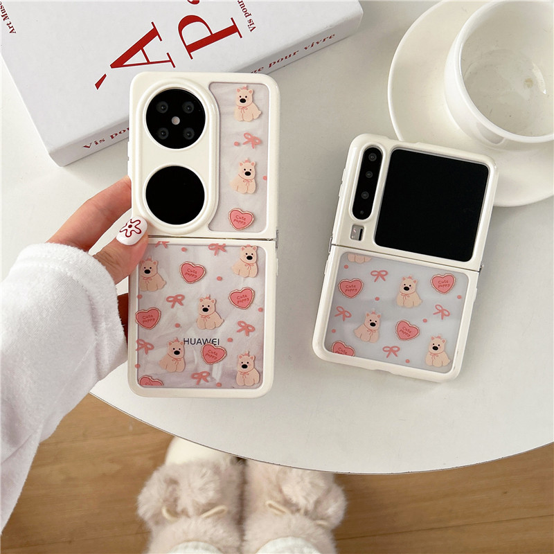 奶油爱心白西高地小狗适用华为purax折叠屏手机壳pocket2全包边p50pockets防摔保护套novaflip新款vivoxflip