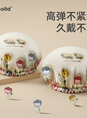 加厚双层浴帽防水洗澡帽女款家用沐浴帽新款防湿头发套厨房防油烟