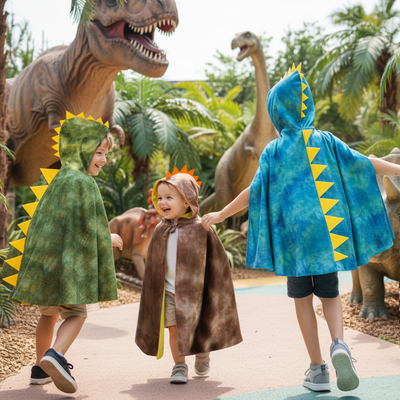 幼儿园恐龙表演儿童连帽斗篷披风