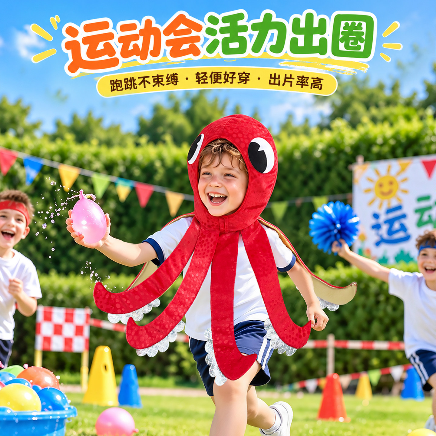 儿童章鱼表演服万圣节海洋动物